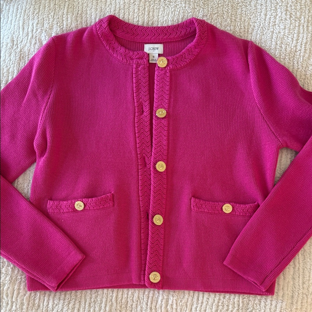 J. Crew Fuchsia Sweater with Gold Accents